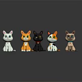 Colorful Cartoon Cat Toy Characters With Various Colors And Unique Poses
