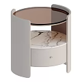 Light Luxury Modern Round Dresser With Marble Top And Soft Upholstered Storage Drawer