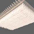 White Wavy Fabric Ceiling Drapery With Wooden Lattice Frame Interior Design