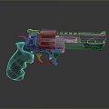 Futuristic Sci Fi Pistol With Mechanical Metal Design And Blue Accents