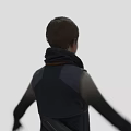 Game Or Movie Character Wearing Dark Blue Vest And Boots
