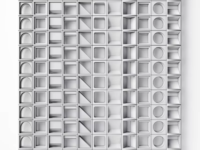 Modern Architectural Component with Geometric Patterns and Modular Wall Structure 3d model