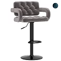 Gray Tufted Upholstered Bar Stool With Black Adjustable Base And Swivel Design 3d model