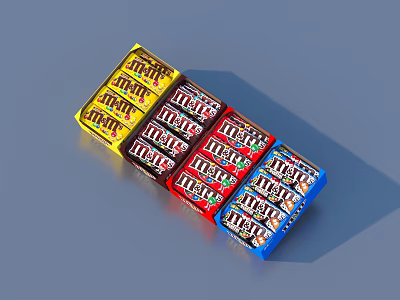 Colorful Fruit Tella Candy Bars With Stacked Packaging For Daily Snacks 3d model