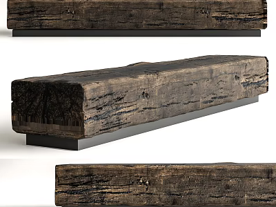 Natural Wooden Landscape Seating With Rustic Texture And Stable Metal Base 3d model