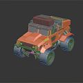 Orange Toy Truck Model With Roof Wooden Boxes And Large Off road Wheels