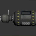Metallic Military Weapon With Black Yellow Stripes And Multiple Launch Ports