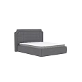 Modern Double Bed Design With Gray Tufted Headboard And White Mattress