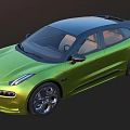 Green Modern Car Design with Sleek Body Black Roof and Silver Wheels