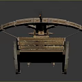 Ancient Wooden Wheeled Siege Weapon With Fire Arrow Launcher Structure 3d model