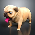 Cute Light Brown Pug Dog With Big Eyes And Tongue Sticking Out On Dark Background