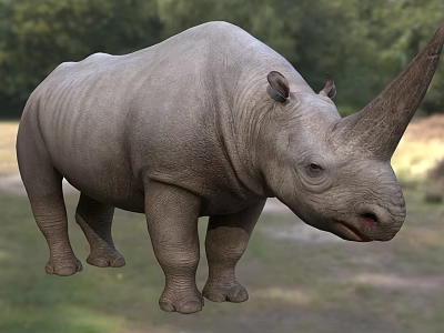 Large Reptile in Natural Wild Habitat with Green Trees and Grass 3d model