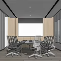 Modern Conference Room With Long Table Comfortable Chairs Projection Screen And Large Windows 3d model