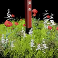 Traditional Japanese Wooden Lantern With Green Roof Red Maple Leaf And Windows