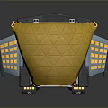 Yellow Geometric Umbrella Shaped Mechanical Device With Blue Lights And Bottom Platform Equipment Structure