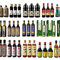 Colorful Assorted Condiment Bottles With Various Designs And Labels For Kitchen Storage