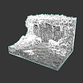 3D Model of Detached Villa with Stone Stairs and Lush Vegetation Around Arched Entrance
