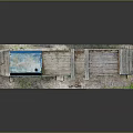 Blue Cabin Water Barge With Red Deck And Mossy Platform Structure