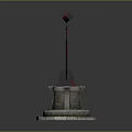 Red Black Intricate Patterned Monument With Tiered Stone Base And Diamond Top