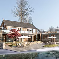 Traditional Rural Self Built House With Large Windows Surrounding Trees And Waterfront Terrace
