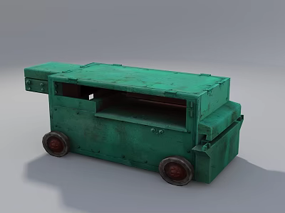 Green Industrial Mobile Equipment With Heavy Duty Wheels And Metal Platform 3d model