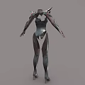 Futuristic Metallic Combat Armor With Spiked Shoulders And Full Body Design
