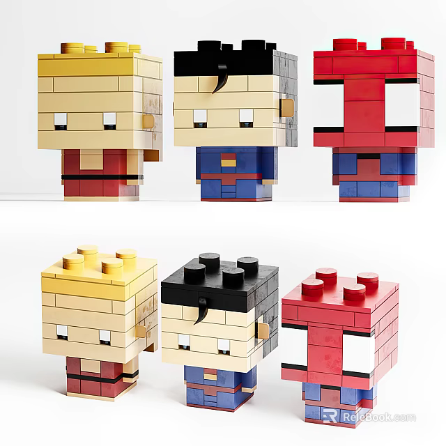 Creative Building Blocks Character Figures With Colorful Designs And Playful Details 3d model 