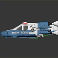Blue And White Toy Police Car With Sirens And POLICE Logo Design