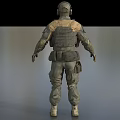 Man In Military Tactical Uniform With Helmet Tactical Vest And Protective Gear Standing
