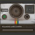 Vintage Polaroid Land Digital Instant Camera With Rainbow Stripe And Classic Lens Design
