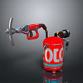 Worker Operating Red OLO Sprayer Equipment For Plant Treatment Task