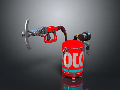 Worker Operating Red OLO Sprayer Equipment For Plant Treatment Task 3d model