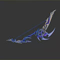 Purple And Gold Decorative Bow Weapon Featuring Shiny Ornate Curved Details
