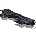 Sci Fi Purple Spaceship With Complex Geometric Structure And Sharp Edges