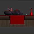 Traditional Chinese Dining Table Setup With Red Tablecloth Teapot Wok And Chopsticks