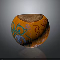 Orange Pumpkin with Colorful Graffiti Art Blue and Red Patterns Cut Top Revealing Fresh Interior