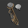 Various Colored Trumpets And Art Supplies Display On Reflective Black Background