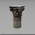 Classical Architectural Column Capital With Intricate Ornate Carvings And Fluted Shaft