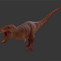 Tyrannosaurus Rex Dinosaur 3D Model With Open Mouth And Striped Brown Skin