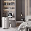 Modern Bedroom Interior With Wooden Panel Headboard Recessed Lighting Glass Sliding Wardrobe And Gray Rug
