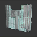 Multi layer Industrial Equipment Structure With Gray Metallic Frame And Cylindrical Components