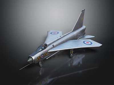 Silver Model Airplane with M.O.V Lettering Round Emblems Wing Tail Structure Dark Background 3d model