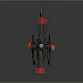 Green Toy Helicopter Model With Red Transparent Rotors And Mechanical Details