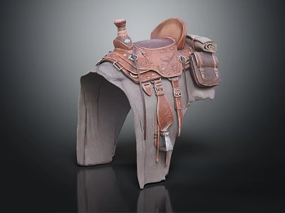 Brown Leather Equestrian Sports Saddle with Saddle Bags and Classic Design Features 3d model