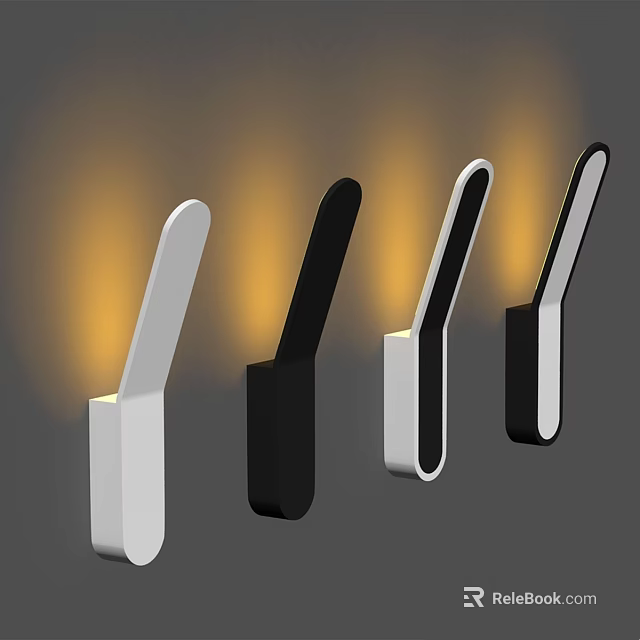 Modern Sleek Wall Lamps with Black and White Design for Home Lighting Decor 3d model 