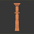 Orange Carved Decorative Pillar With Intricate Ornamental Design Details