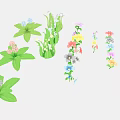 Colorful Garden Plants With Various Flowers In Pink Yellow Blue Purple And Green Leaves