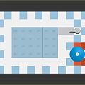Colorful Lego Bath Toy with Blue Water Pool Red Accents and Checkered Blocks