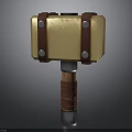 Golden Headed Hammer With Leather Straps Wooden Handle And Metal Shaft