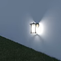 Modern Outdoor Wall Light With Bright Lighting And Grass Background 3d model